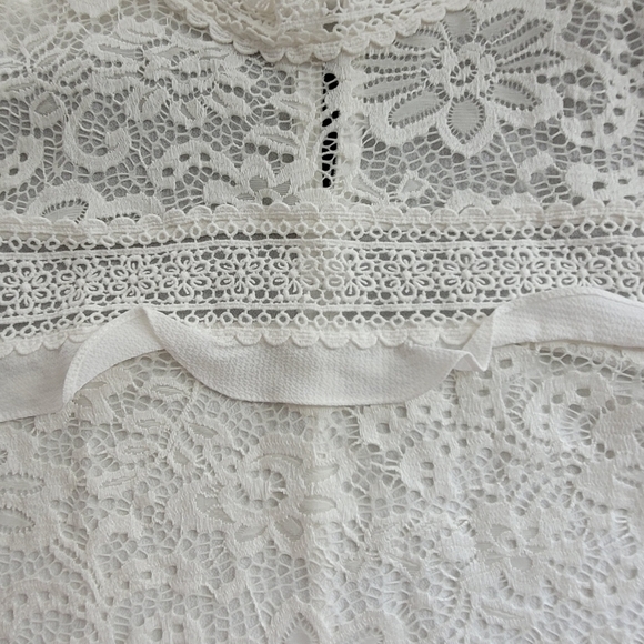 Gibson White Lace Top Large Women's Blouse Short Sleeves. - Picture 9 of 10